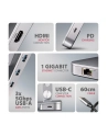 axagon HMC-STND Stojak z wieloportowy hub Aluminiowy 7in1, 5Gbps, do 10'-16' '' laptopów, nastawny, 3x USB-A, HDMI 4K/60Hz, GLAN, PD 100W, 60cm USB-C kabel - nr 31