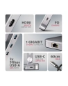 axagon HMC-STND Stojak z wieloportowy hub Aluminiowy 7in1, 5Gbps, do 10'-16' '' laptopów, nastawny, 3x USB-A, HDMI 4K/60Hz, GLAN, PD 100W, 60cm USB-C kabel - nr 5