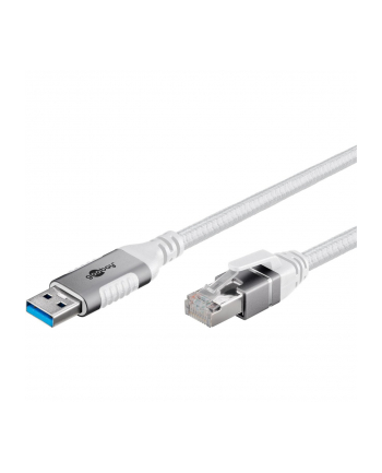 goobay Ethernet cable USB-A 3.2 Gen1 plug > RJ-45 plug, LAN adapter (BIAŁY, 2 meters, braided textile sheath)