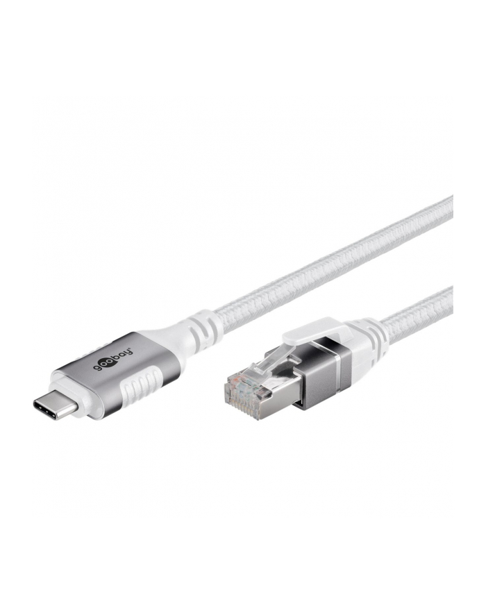 goobay Ethernet cable USB-C 3.2 Gen2 plug > RJ-45 plug, LAN adapter (BIAŁY, 1 meter, braided textile sheath) główny