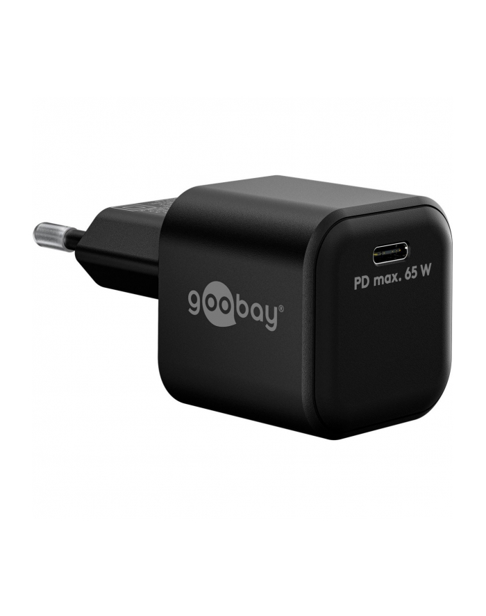 Goobay USB-C charging set, PD, 65 watts, USB-C textile cable (black, 1x USB-C PD, GaN, 1 meter cable) główny