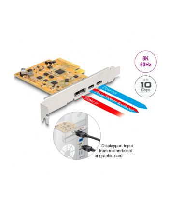 DeLOCK PCIe x4 card for 1x ext. USB-C 10 Gbit/s B. + 1x external USB-C DP Alt Mode, USB controller