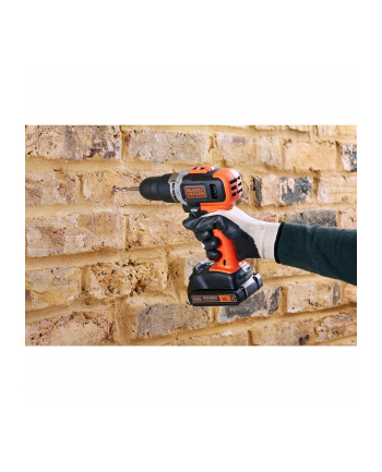 BLACK+DECKER cordless impact drill BCKSB02, 18Volt (orange/black, Li-ion battery 1.5Ah, storage box, 62-piece accessory set)