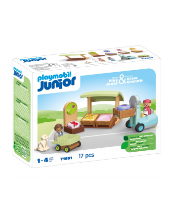 PLAYMOBIL 71691 Junior: Organic Market Stall ' Forklift, Construction Toy nr 1