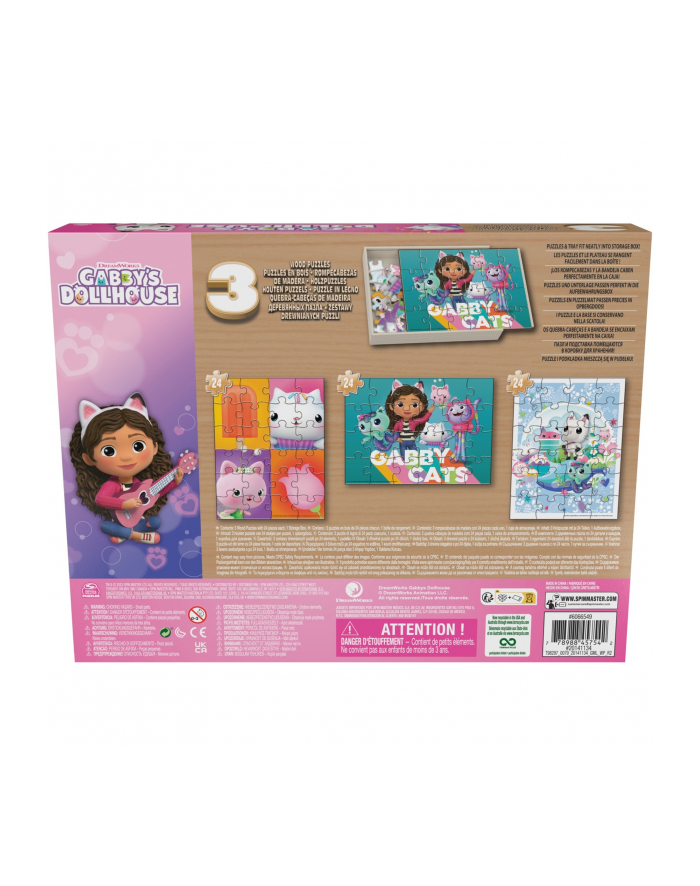 spinmaster Spin Master DreamWorks Gabby's Dollhouse - Wooden Puzzle Collection (3x 24 pieces) główny