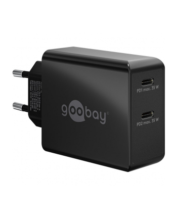 goobay USB-C dual fast charger 36 watts, PD (black, 2x USB-C, Power Delivery)