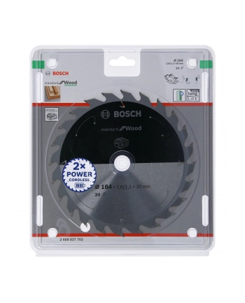 bosch powertools Bosch circular saw blade Standard for Wood,  184mm, 24Z (bore 20mm, for cordless hand-held circular saws)