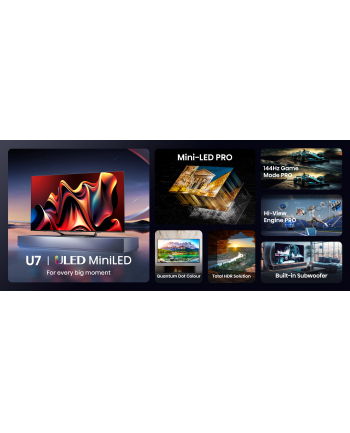 Hisense 65U7NQ, QLED TV - 65 - black/graphite, UltraHD/4K, triple tuner, mini LED, 120Hz panel