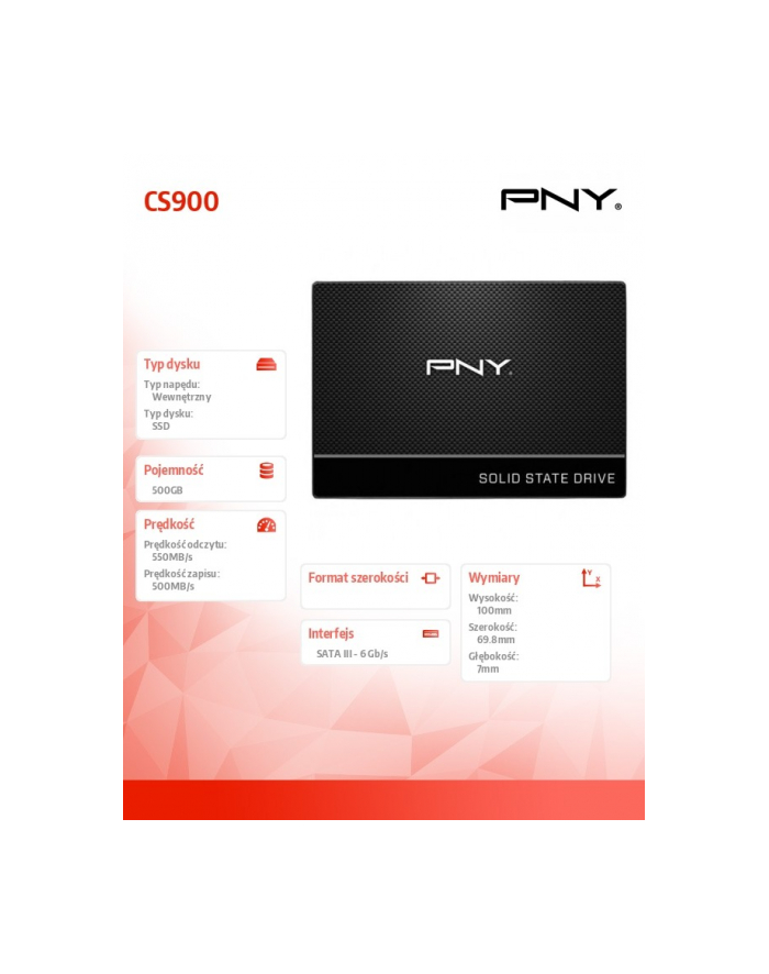 pny Dysk SSD 500GB 2,5 S3 BULK SSD7CS900-500-SI główny