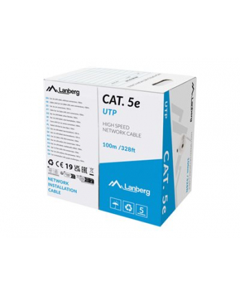 Kabel LAN Lanberg UTP Kat.5e 100m drut CU szary CPR + Fluke passed