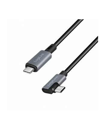LOGILINK CU0184 Kabel USB 2.0 Type-C C/M kątowy na USB-C/M E-mark PD czarny 3m