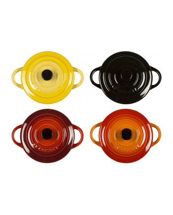 Le Creuset Stoneware Set of 4 petite Casseroles 10x5cm red nr 1