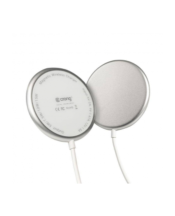 crong MagSpot Wireless Charger Aluminiowa ładowarka indukcyjna MagSafe 15W Srebrna