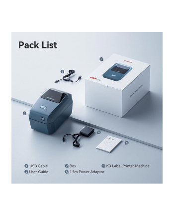 Niimbot K3 Smart Drukarka Etykiet, Niebieska + Rolka Etykiet 230szt. (1AE0F121602) nr 1