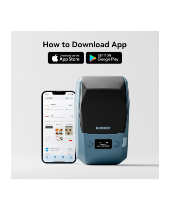 Niimbot M2-H Smart Mobilna Drukarka Etykiet, Niebieska + Rolka Etykiet 230szt. (1BC13121602)