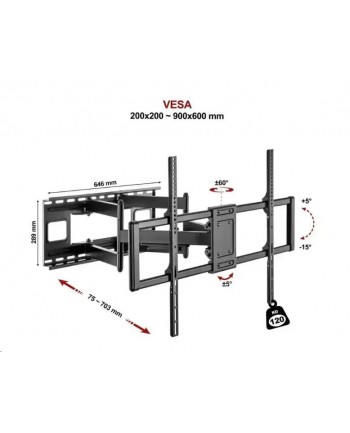 Fiber Novelty Uchwyt Mega 120 do TV 55-120 cali Czarny   (MEGA120)