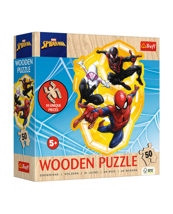 Puzzle 50el Drewniane konturowe. Spider-Man gotowy do akcji 20280 Trefl nr 2