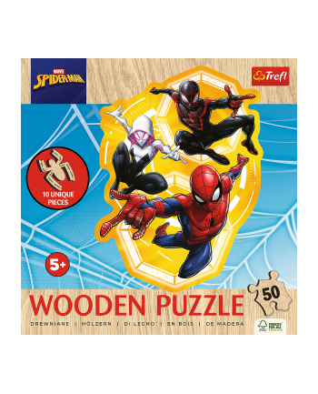 Puzzle 50el Drewniane konturowe. Spider-Man gotowy do akcji 20280 Trefl nr 1