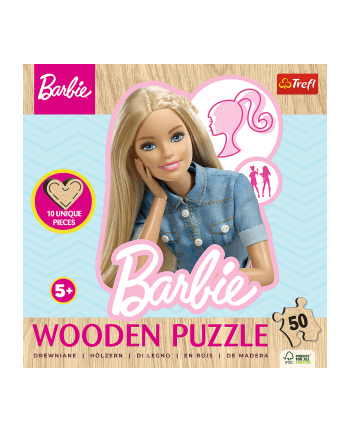 Puzzle 50el Drewniane konturowe. Ulubiona modna Barbie 20282 Trefl nr 1