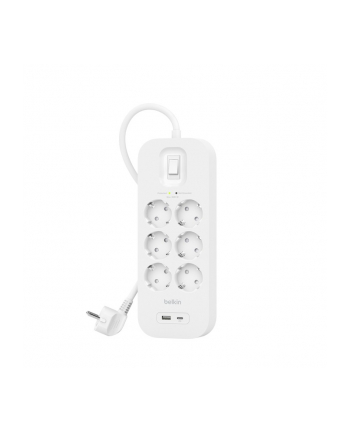belkin Listwa zasilająca SurgePlus 6xschuko 1xUSB-A 1xUSB-C 650J 2m