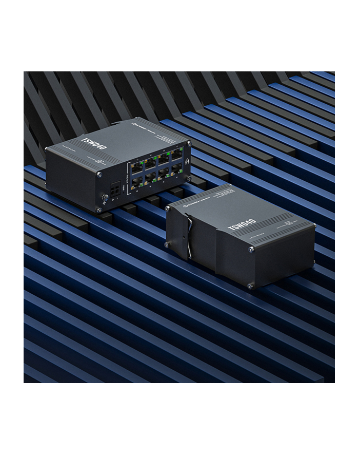 teltonika Przełącznik niezarządzalny Industrial switch TSW040 8xPoE+, 8x10/100 Eth, DIN główny