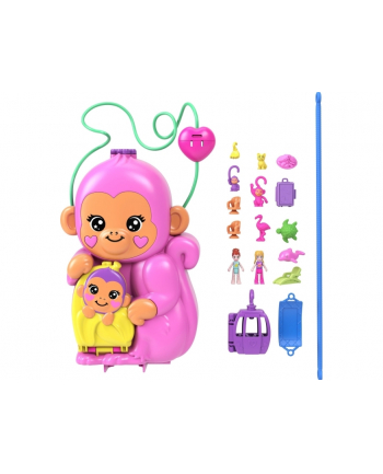 Polly Pocket Kompaktowa torebka Małpka Rio z dzieckiem HWP04 MATTEL