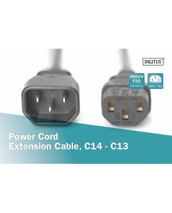 digitus Kabel przedłużający zasilający Typ IEC C14/IEC C13 M/Ż czarny 5m nr 1