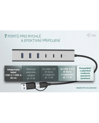 i-tec Hub USB-C/USB-A Charging Metal HUB 7 ports