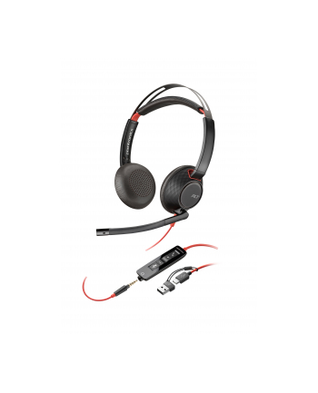poly Zestaw słuchawkowy Blackwire 5220 Stereo USB-C + wtyczka 3,5 mm + przejściówka USB-C/A 93S88AA nr 1