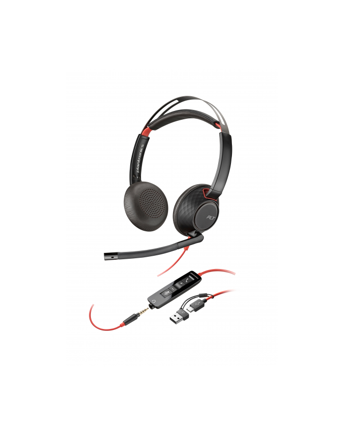 poly Zestaw słuchawkowy Blackwire 5220 Stereo USB-C + wtyczka 3,5 mm + przejściówka USB-C/A 93S88AA główny