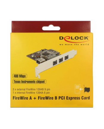 Delock Karta sieciowa PCIe-Card > 3x ect. FireWire B + int. A (89864)