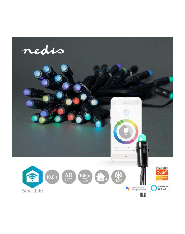 Nedis Oświetlenie Dekoracyjne Lekki Łańcuch Do Dekoracji Czarny 48 Lamp Led 5,85 W G (Wifilp01C48) główny