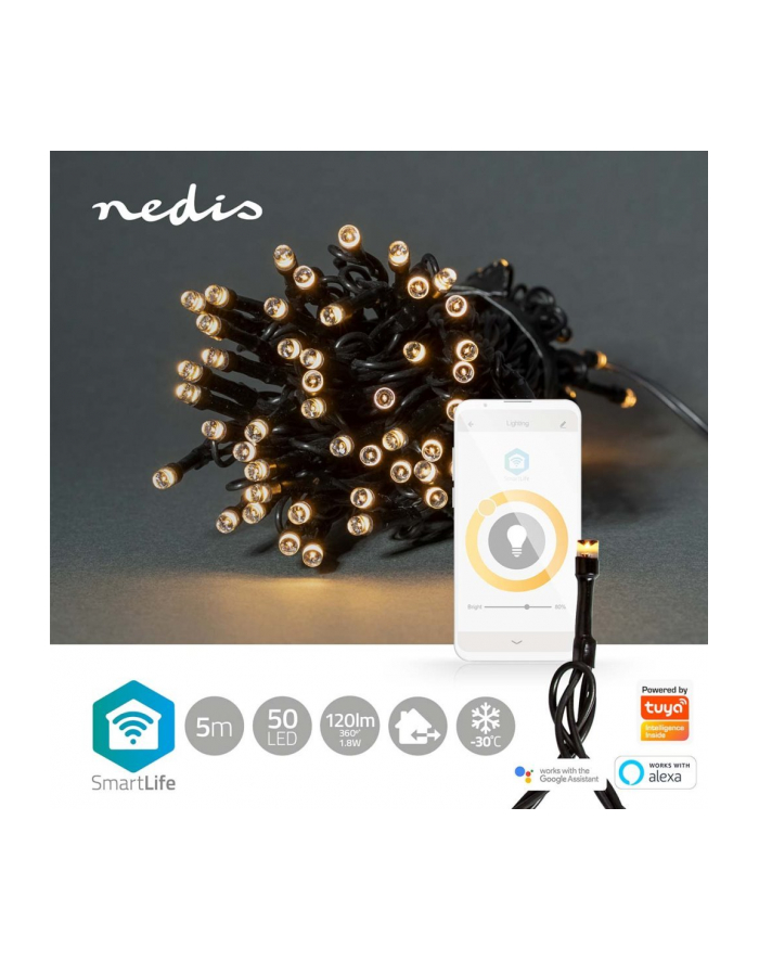 Nedis Oświetlenie Dekoracyjne Lekki Łańcuch Do Dekoracji Biały 50 Lamp Led 1,81 W G (Wifilx01W50) główny