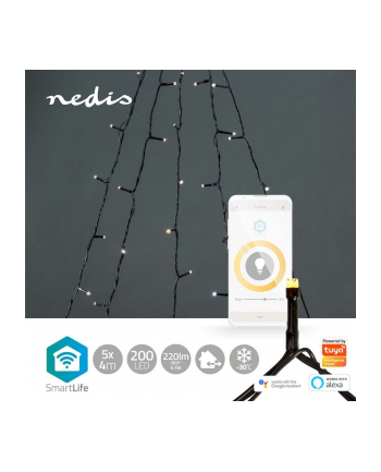 Nedis Oświetlenie Dekoracyjne Lekki Łańcuch Do Dekoracji Czarny 200 Lamp Led 4,18 W G (Wifilxt11W200)