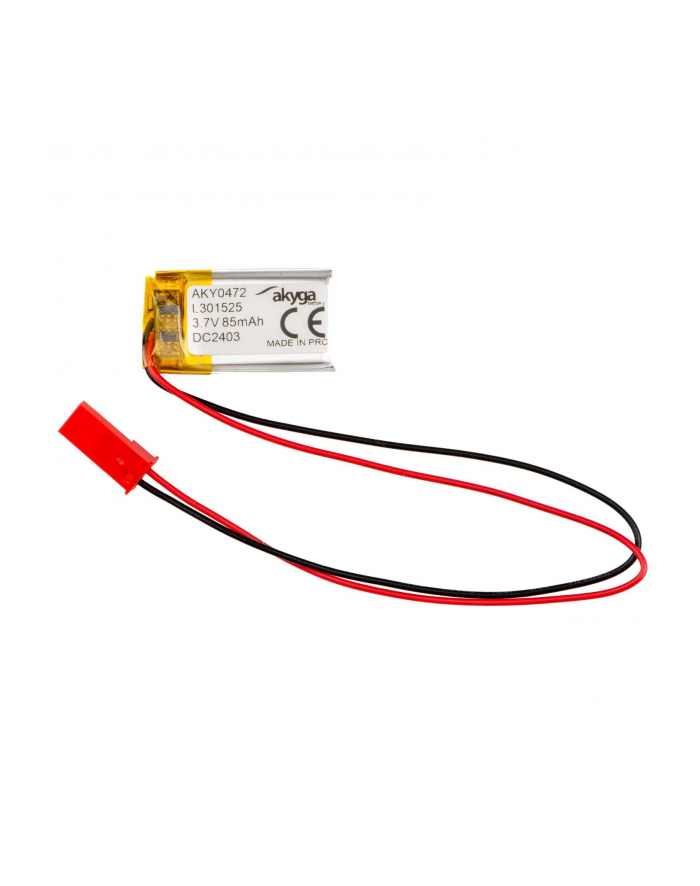 AKYGA Lithium Polymer Battery AKY0472 LP301525 Li-Po 3.7V / 85mAh PCM JST 2.54 2-Pin Connector 150mm główny