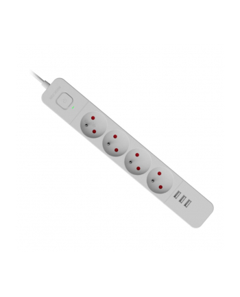 Listwa zasilająca Defender SFS 133 1,5 m, 4 gniazda, 3x USB biała