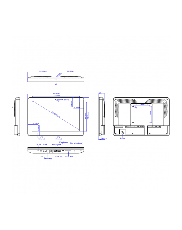 ALLNET MeetinSzarym RGB LED Tablet 10 Zoll RK3568 System Android 11 und NFC/RFID Farbe czarny główny