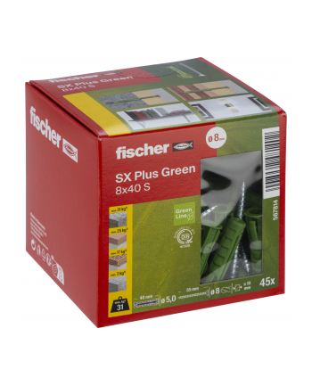 Fischer Kołek Ekspansywny Sx Plus Green 567814 8mm