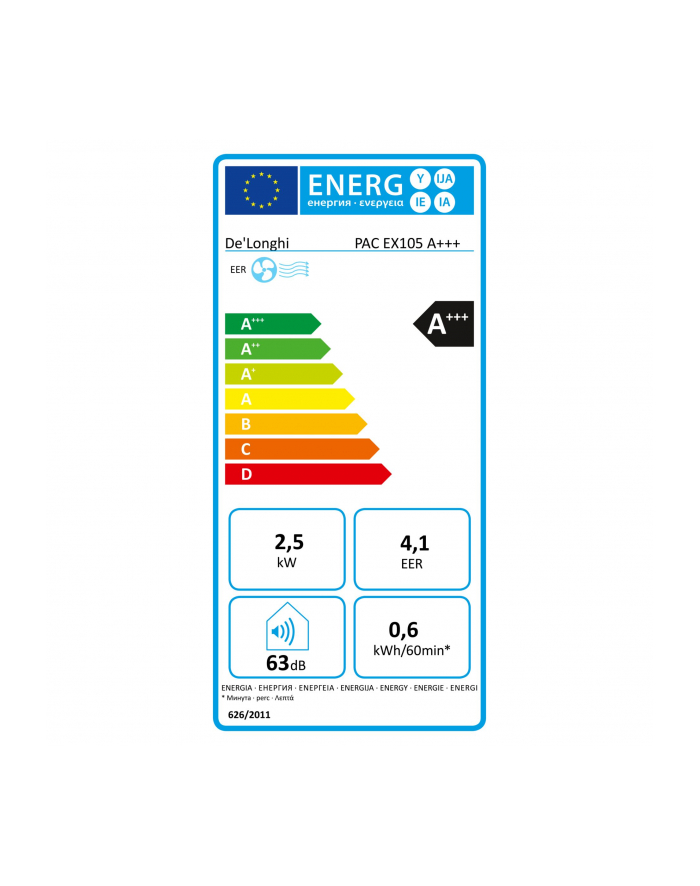 DeLonghi PAC EX105 A+++ mobiles klimatyzator bialy główny