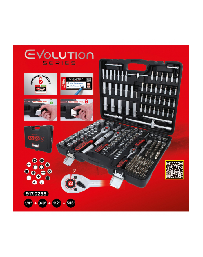 KS Tools 1/4 +3/8 +1/2  Steck- schlüssel Satz 255-tlg. główny