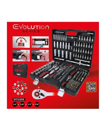 KS Tools 1/4 +3/8 +1/2 Steck- schlüssel Satz 255-tlg.