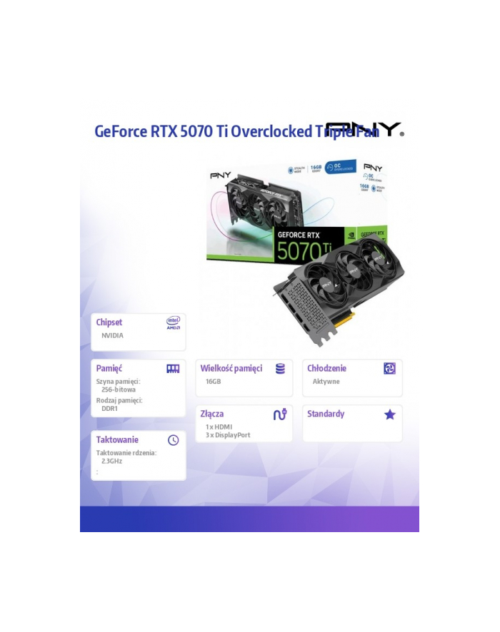 pny Karta graficzna GeForce RTX 5070 Ti OC 3F 16GB 256-bit 896GB/s główny
