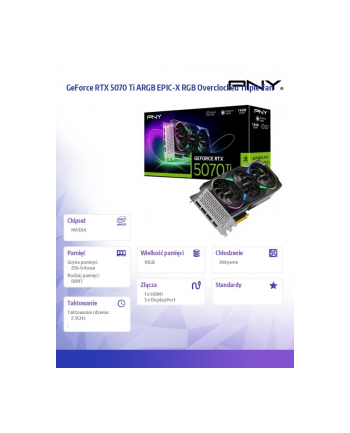 pny Karta graficzna GeForce RTX5070Ti OC 3F ARGB 16GB 256-bit 896G/s nr 2