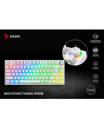 savio Klawiatura mechaniczna bezprzewodowa PHENIX WHITE Gateron Red Pro, Pudding