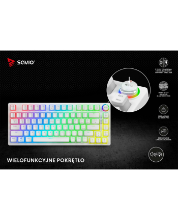 savio Klawiatura mechaniczna bezprzewodowa PHENIX WHITE Gateron Red Pro, Pudding