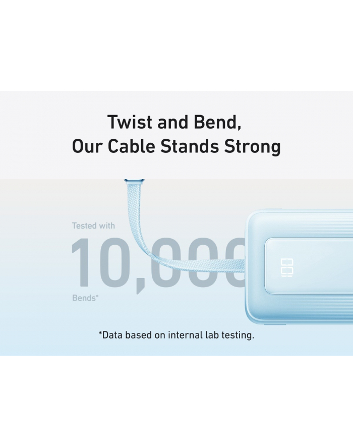 anker Powerbank ZOLO 20000mAh 30W wbudowany kabel USB-C, niebieski główny