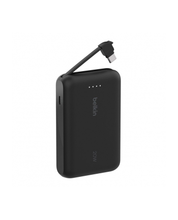 belkin PowerBank BoostCharge 10k mAh 20w wbudowany kabel-C, port-C, czarny