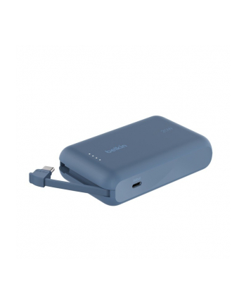 belkin PowerBank BoostCharge 10k mAh 20w wbudowany kabel-C, port-C, niebieski