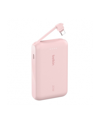 belkin PowerBank BoostCharge 10k mAh 20w wbudowany kabel-C, port-C, różowy