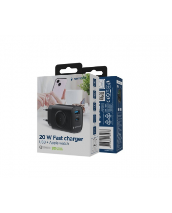gembird Ładowarka USB-A USB-C 20W PowerDelivery Quick Charge 3.0, czarna